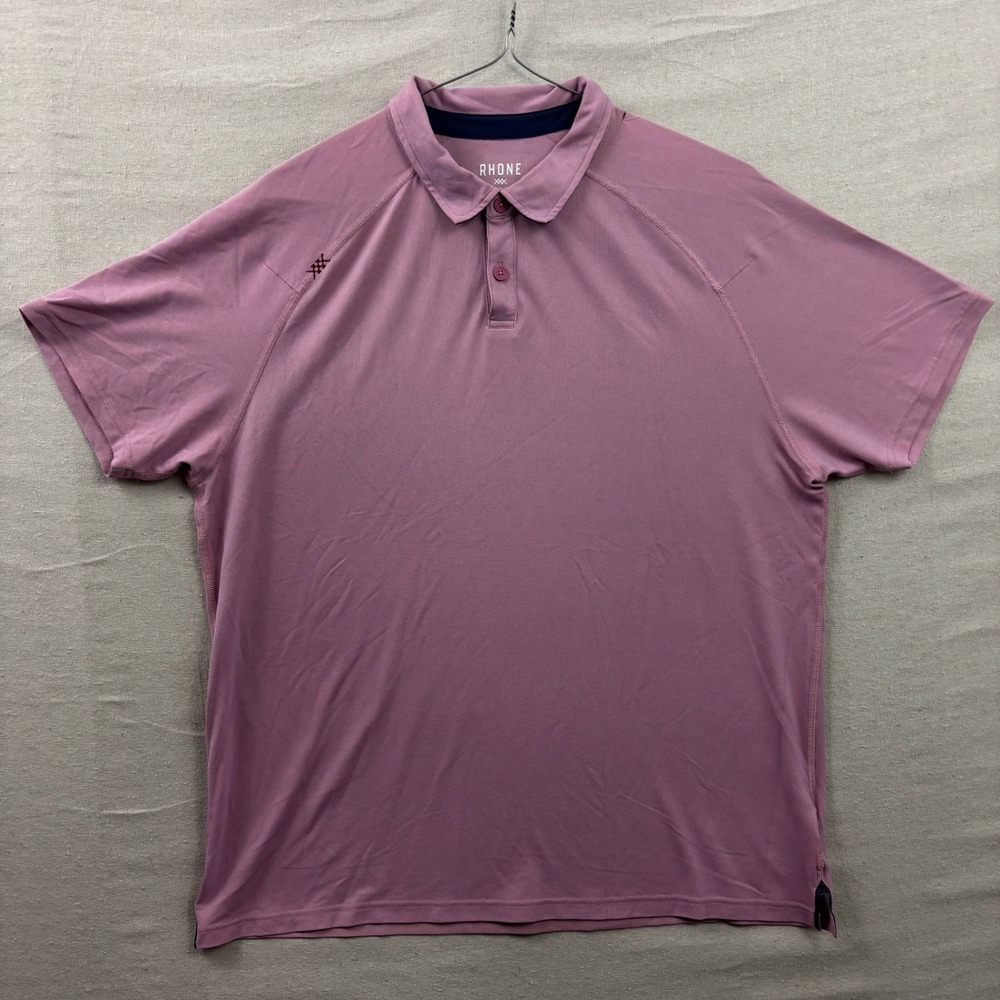 Rhone Polo Shirt Mens XL Dusty Rose Performance Short Sleeve Raglan